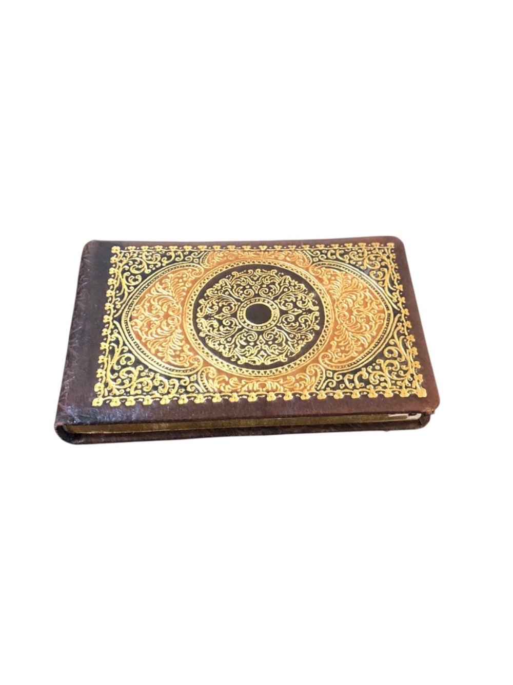 NIB AUSTRIA Genuine Leather Vintage Address Book Hand-Tooled in 24 KT Gold NIB